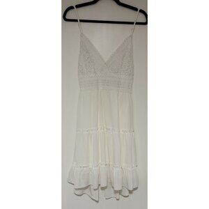 ECOWISH Women V-Neck Spaghetti Strap Bowknot Backless Sleeveless Lace Dress Sz M